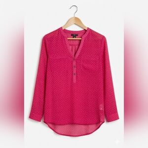 GAP Fuchsia Polka Dot Sheer Blouse~Size Small